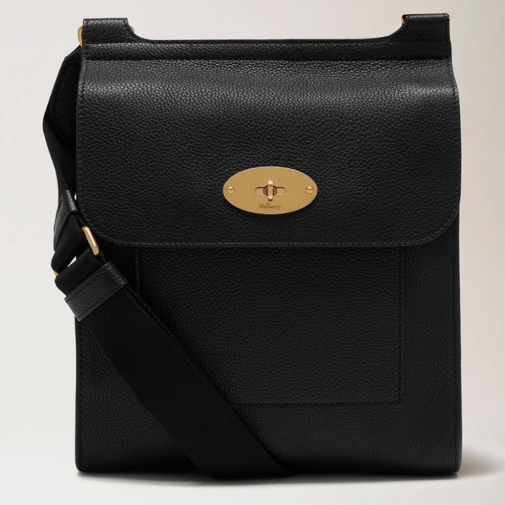 Mulberry 'Anthony' Small Classic Grain Black Messenger Bag  - MSRP $750 - BNIB